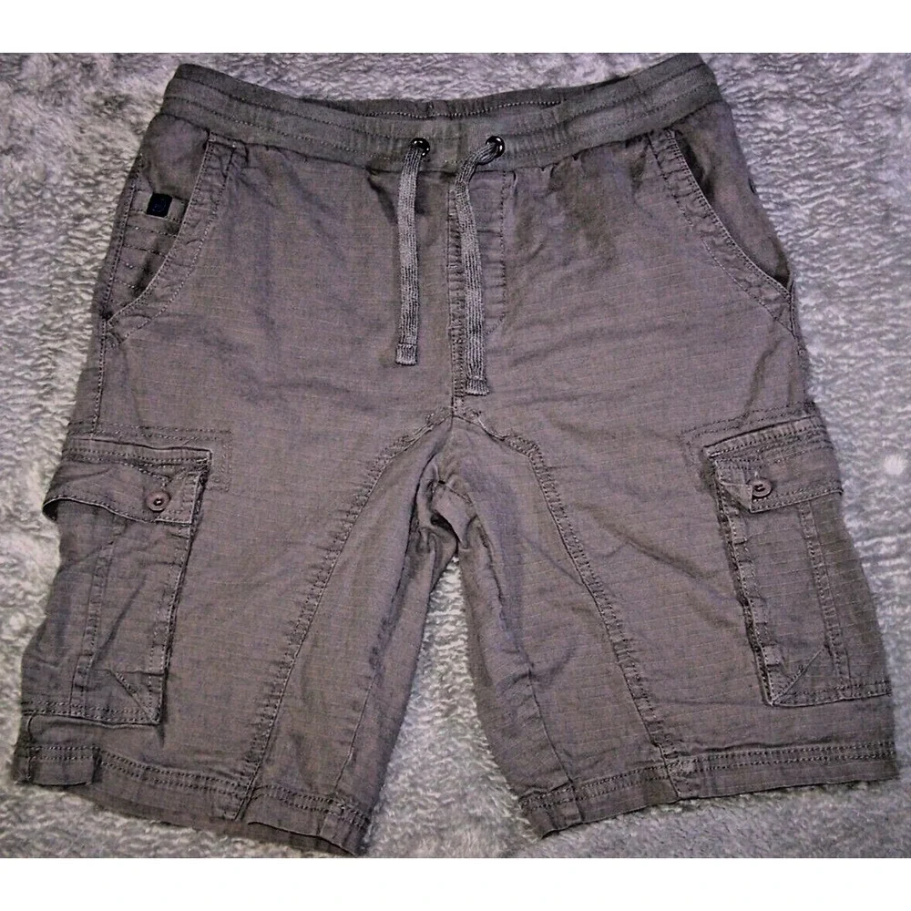 Monument Shorts Men's Large 32X8 Flat Front Gray Cargo Cotton